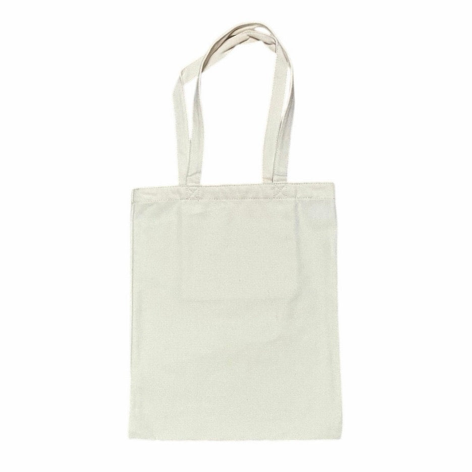 black tote bag featuring an artistic graphic print 13” W X 17” L