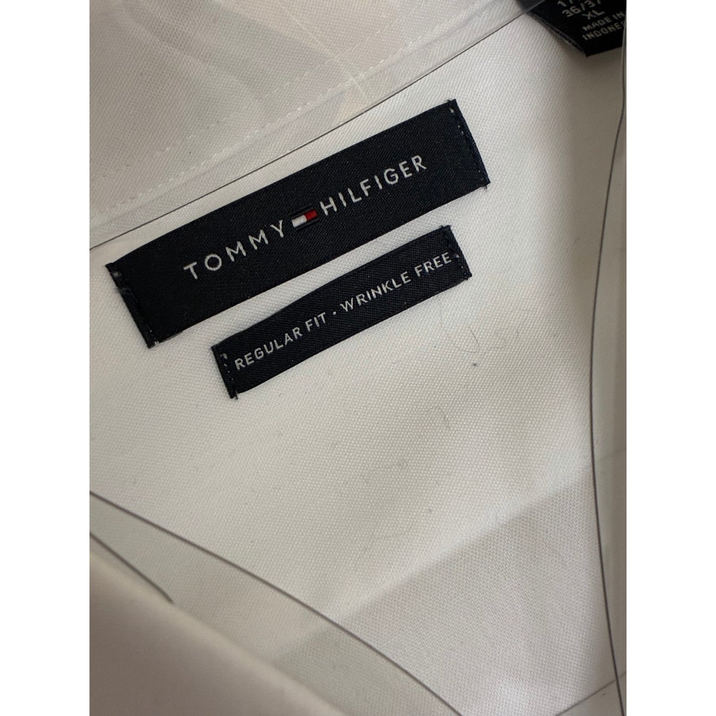 Tommy Hilfiger Men’s Long Sleeve Dress White Button Down Size XL 17 1/2 36/37