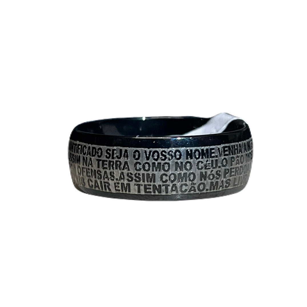 Men's Stainless Steel Bible Verse Christian Lord's Prayer Cross Ring In Spanish With Tag