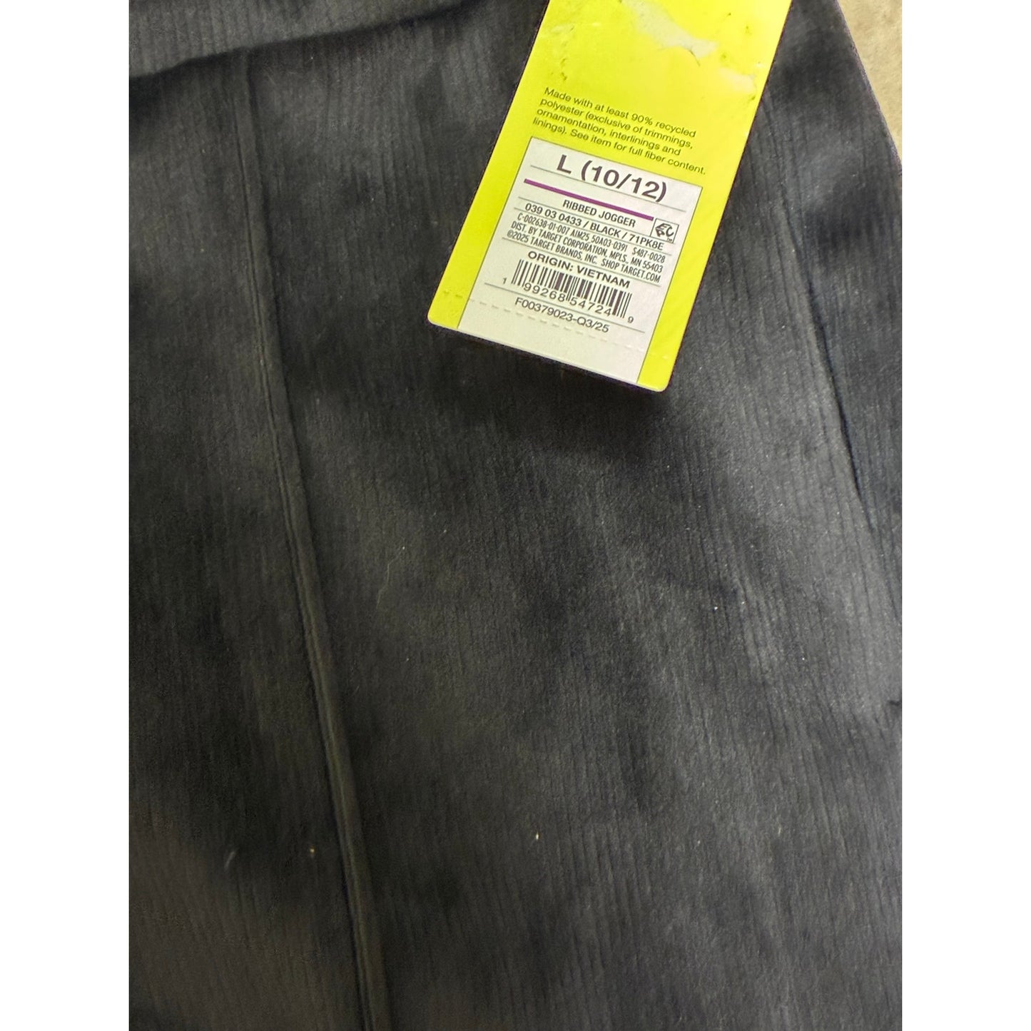 All In Motion Boys Ribbed Jogger High Rise Slim Fit Black Size L 10/12