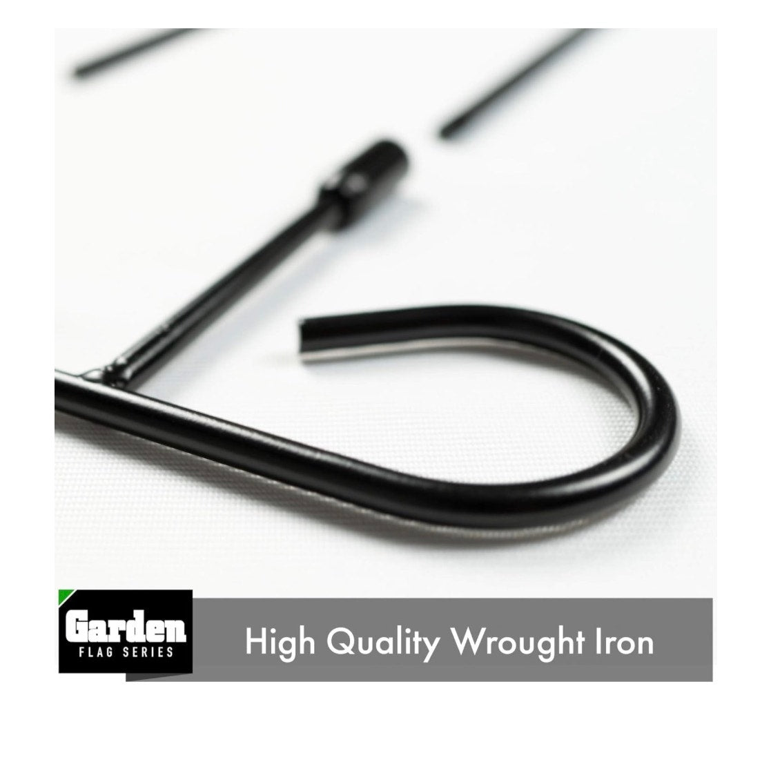39” black wrought iron garden flag stands designed for displaying outdoor yard