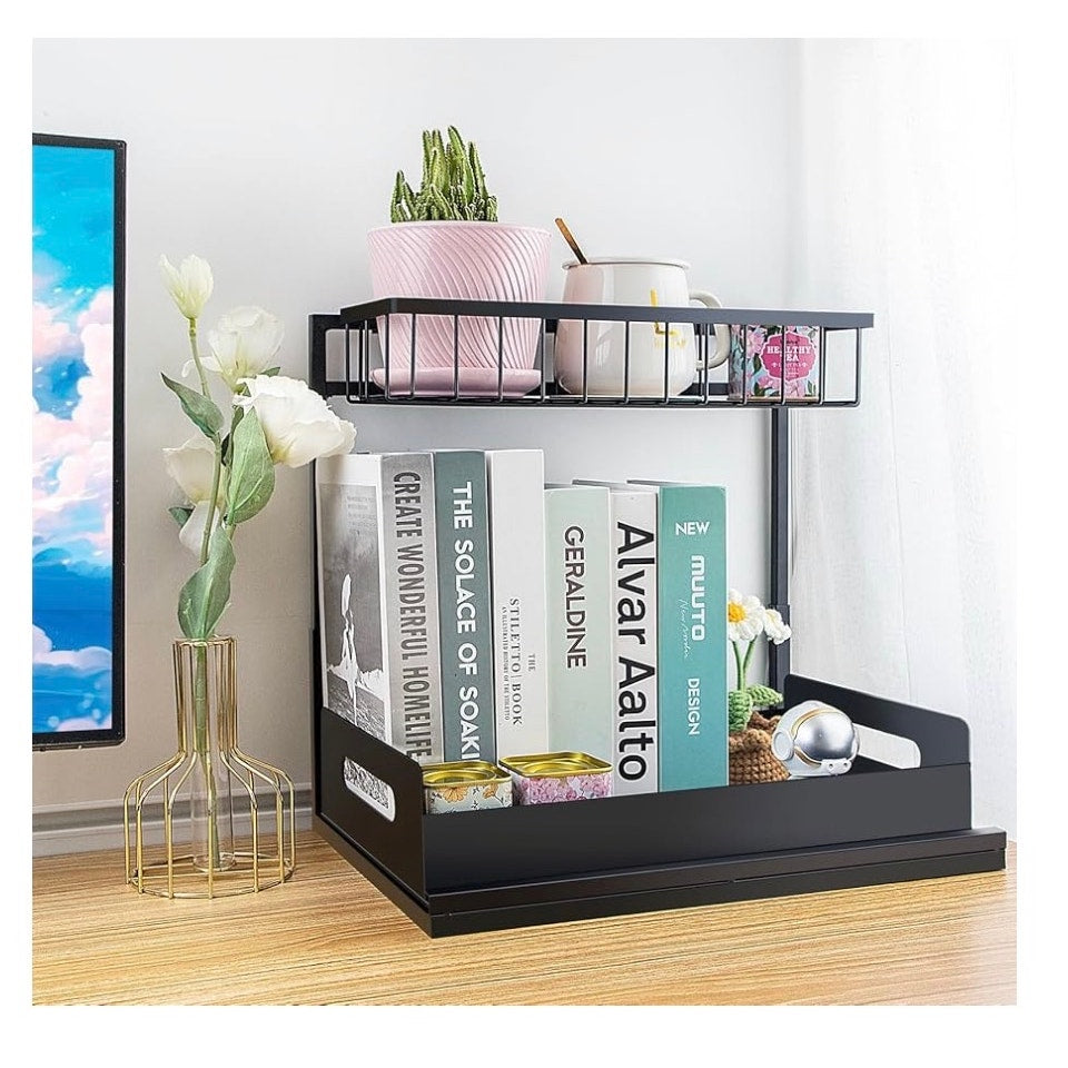 MirthMood Under Sink Organizers,2 Pack Height Adjustable L-Shape Organizer