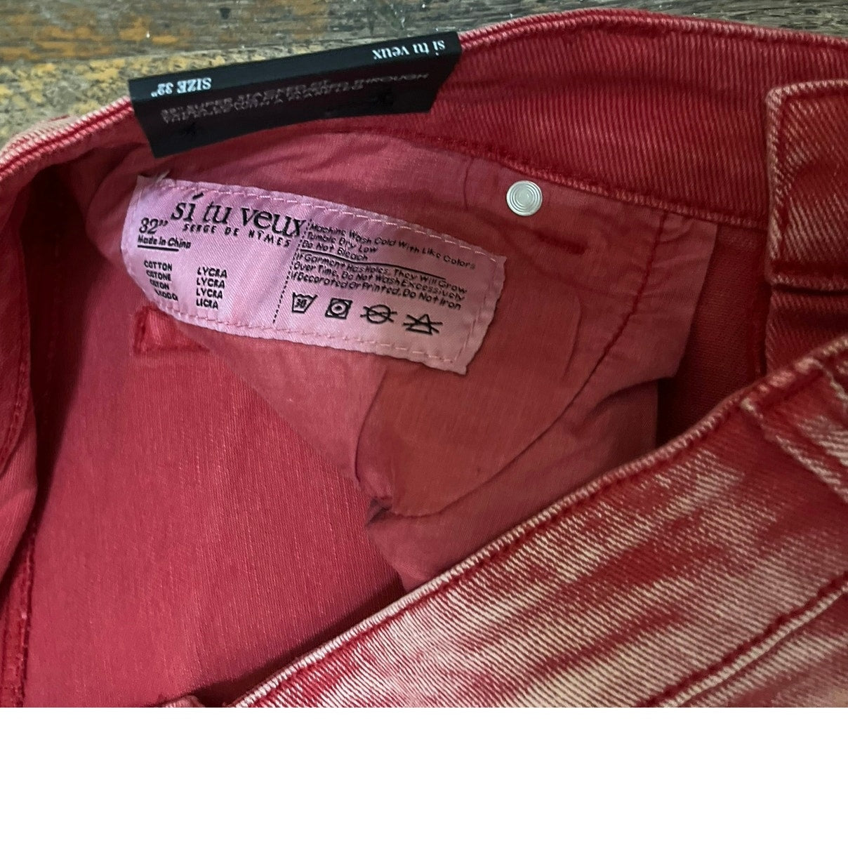 Si Tu Veux Men’s Superstack Red Jean’s Size 32