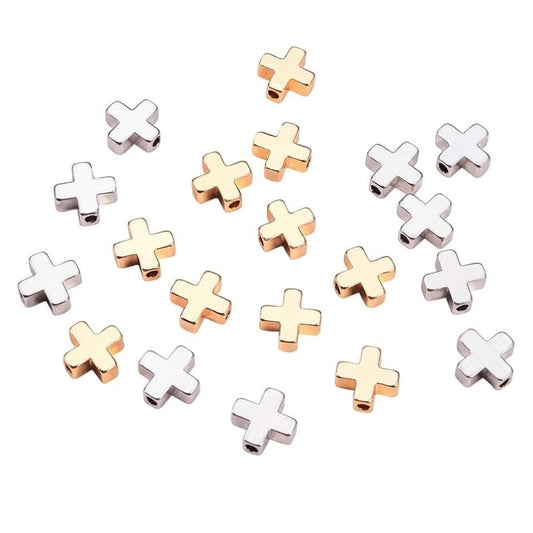 BENECREAT 20 PCS 18K Gold Plated & Platinum Plated Cross Spacer Beads Metal