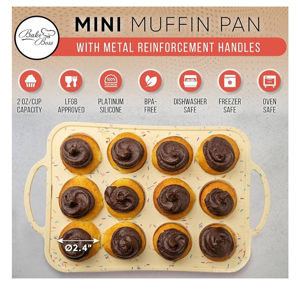 Silicone Mini Muffin Pan 12 Count – Non-Stick Muffin Pans for Baking