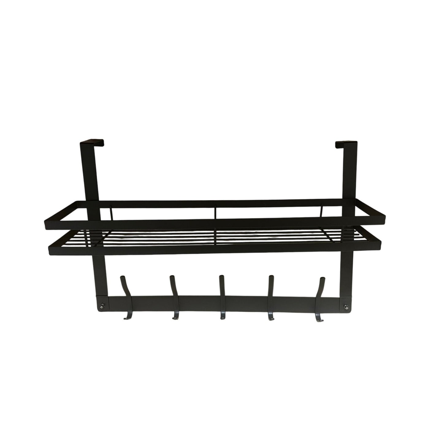 Metal Over the Door 5 Hooks Coat Towel Clothe Bag Hanger Rack Bathroom Organizer