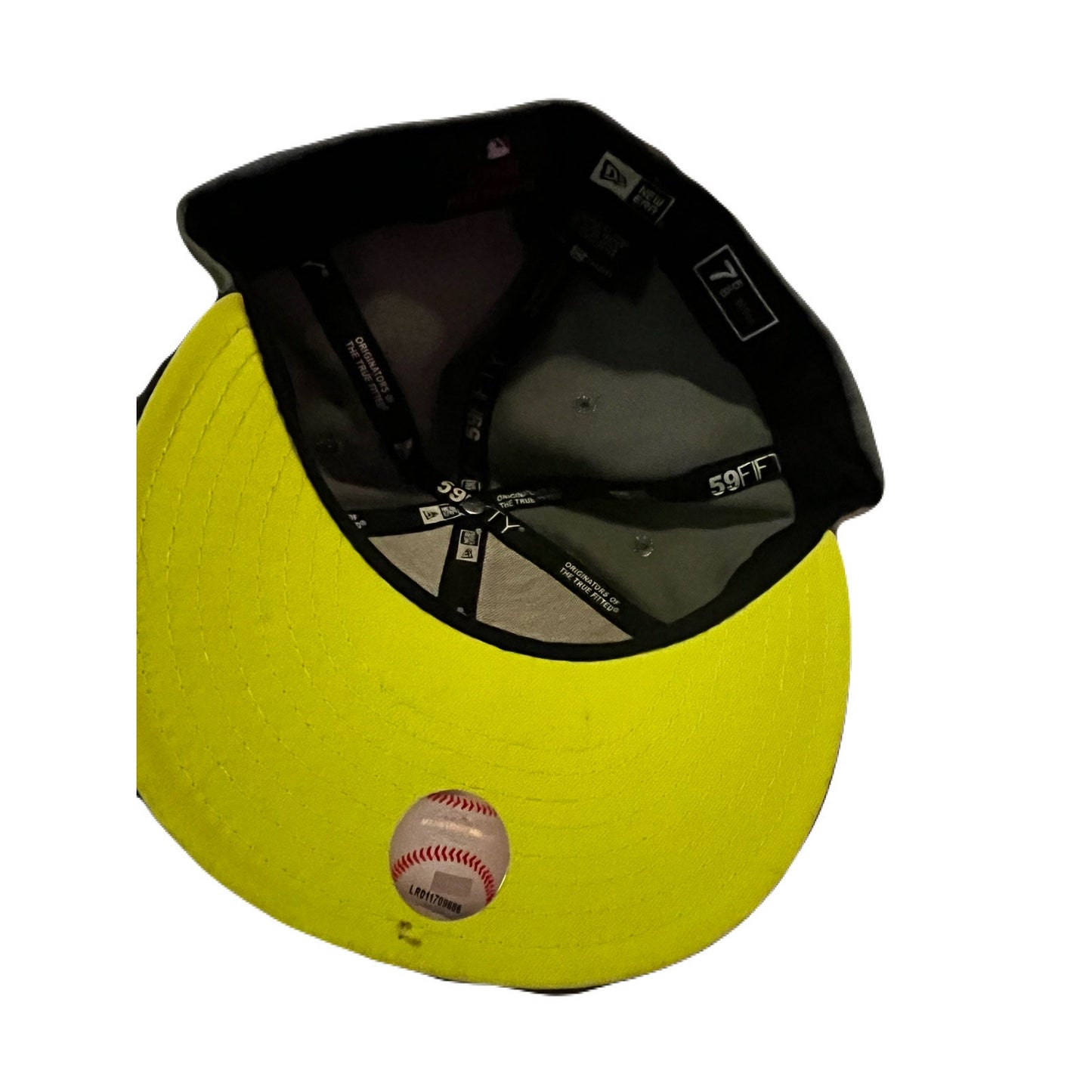 New Era Gray & Lime Green Yankee Hat Size 7 5/8
