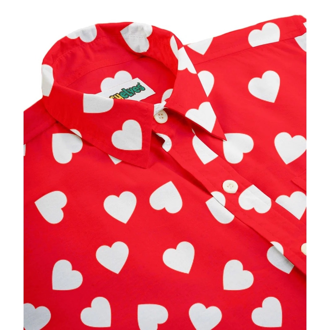 Tipsyelves Men’s Heartbeat Button Down Shirt Size Large