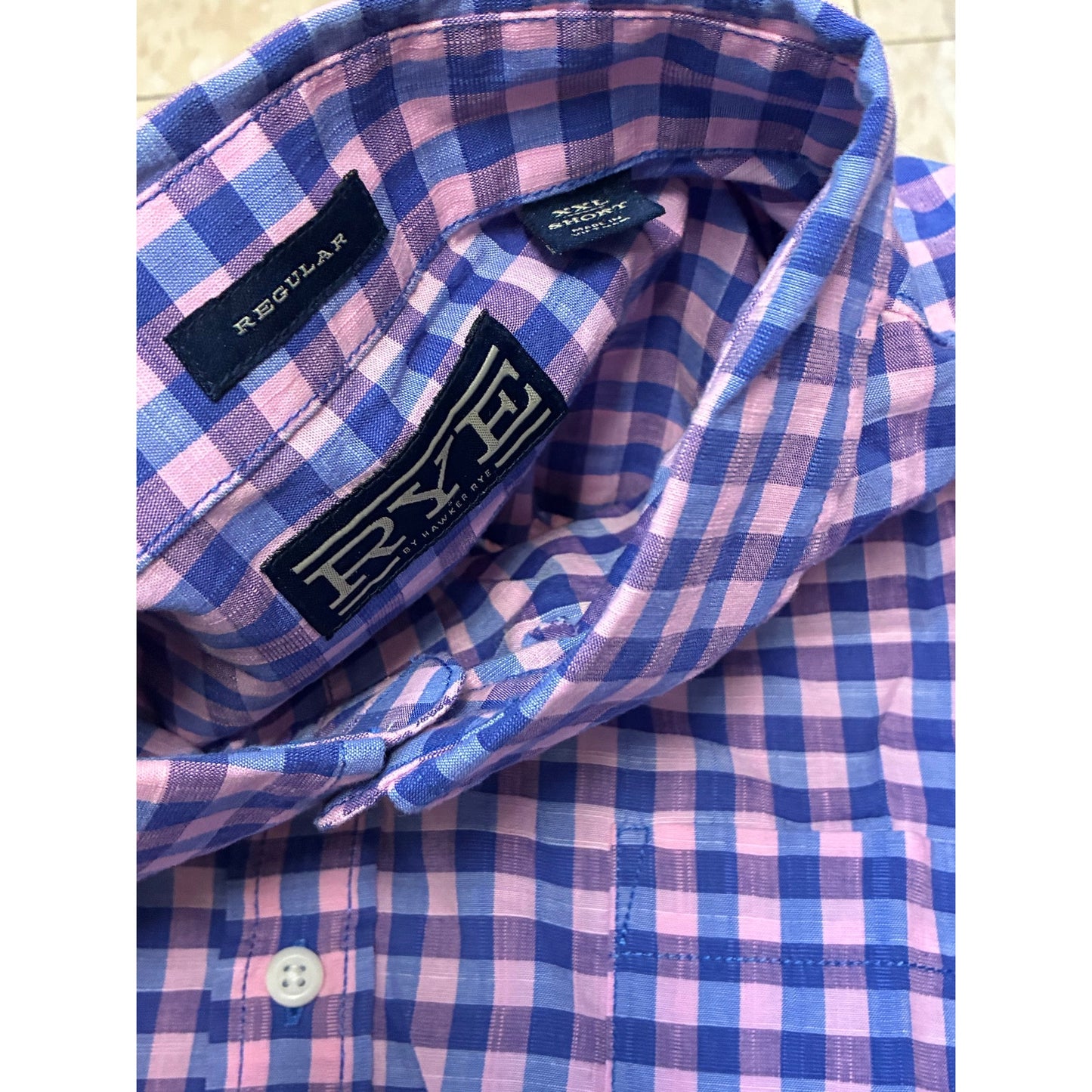 RYE By Hawker Rye Regular Men’s Button Down Size XXL Shorts Blue & Pink
