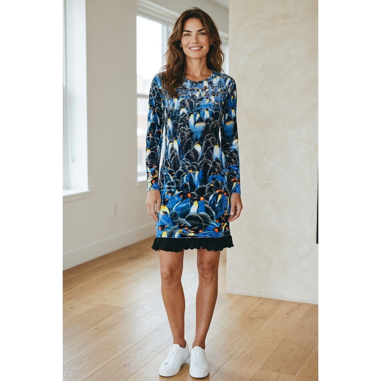 Nicole Miller Blue Women’s Dress With Penguins Print On Them Size Small