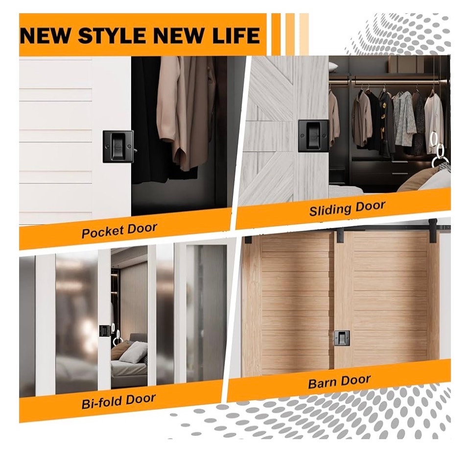 Privacy Sliding Door Lock with Pull - Replace Old Or Damaged Pocket Locks