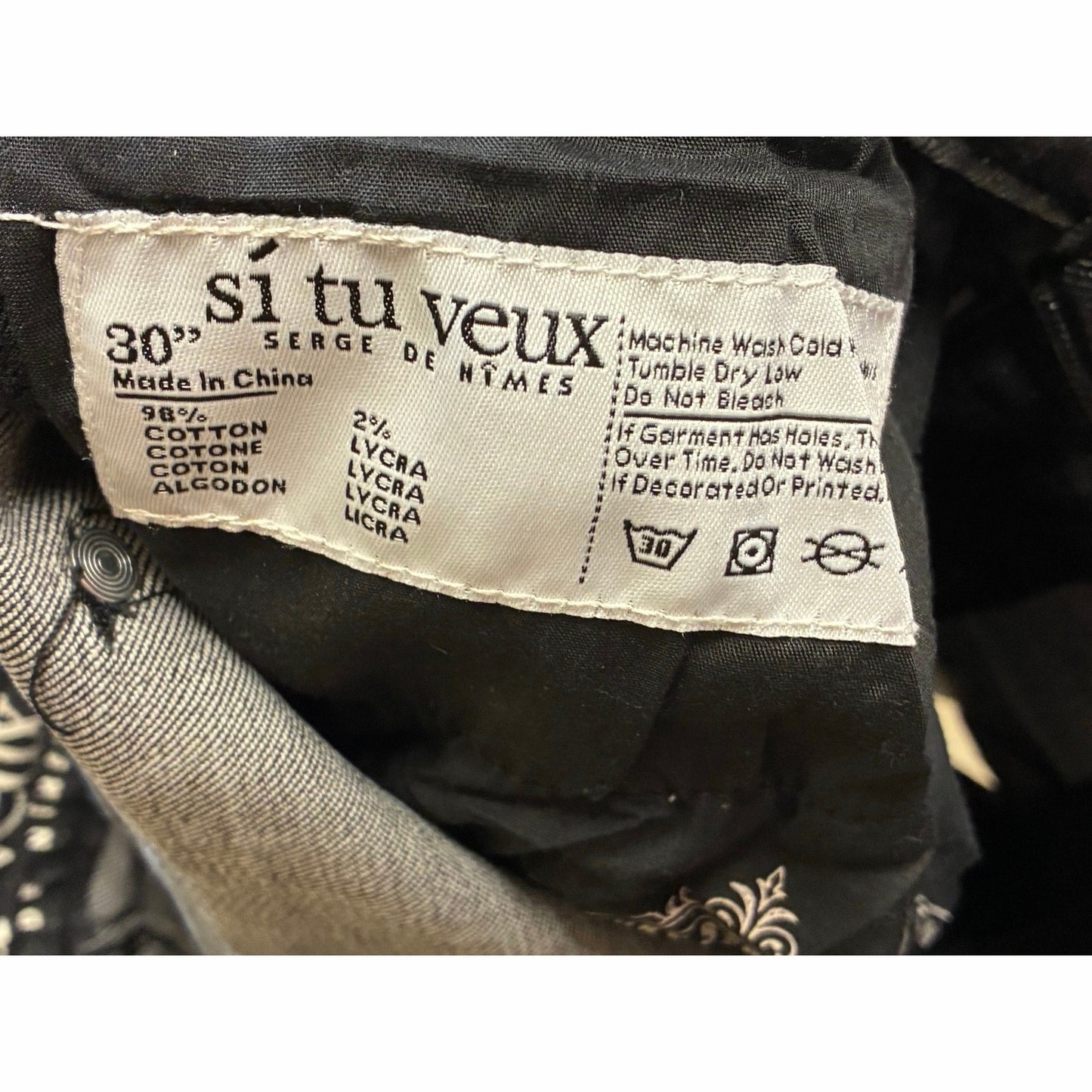 Si Tu Veux Alix Jean Black Wash Size 30 TV0001