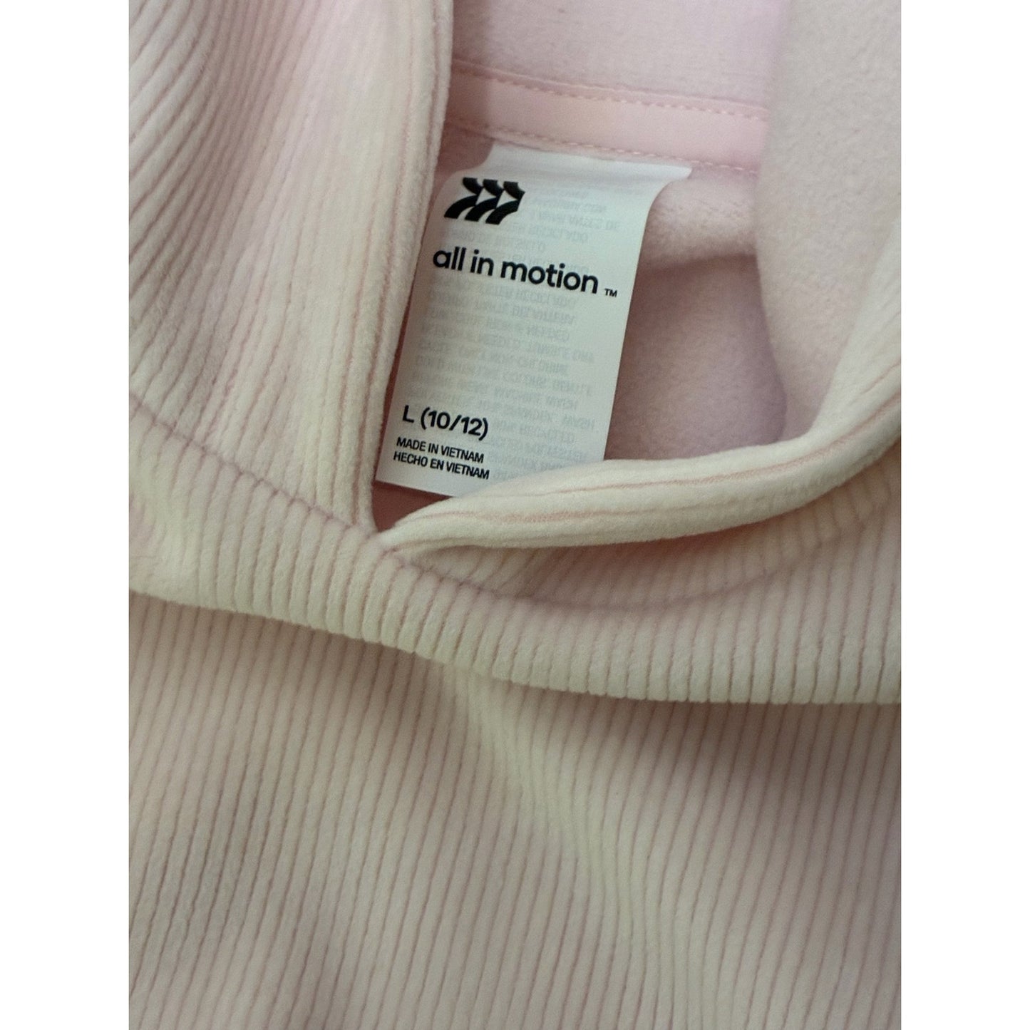 All In Motion Girls Cozy Ribbed Hoodie Light Pink  L 10/12