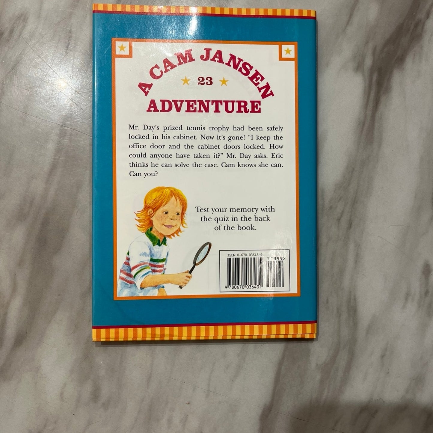 Cam Jansen and the Tennis Trophy Mystery Book