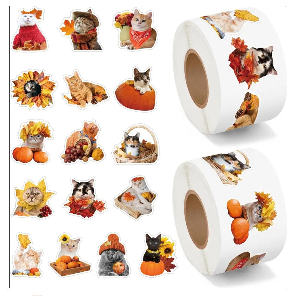 1000 Cute Fall Theme Cat Stickers