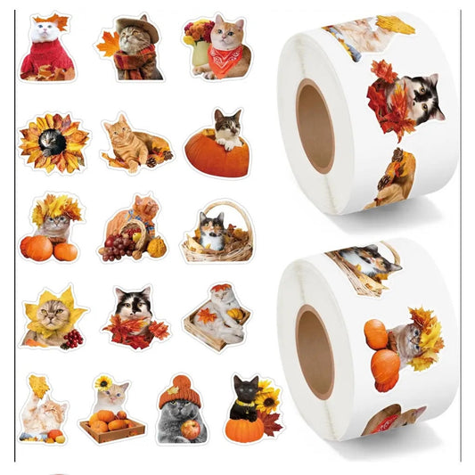 1000 Cute Fall Theme Cat Stickers