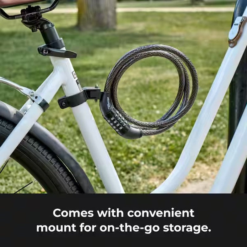 Bike Lock Cable with Combination, Resettable, 5 ft. Long