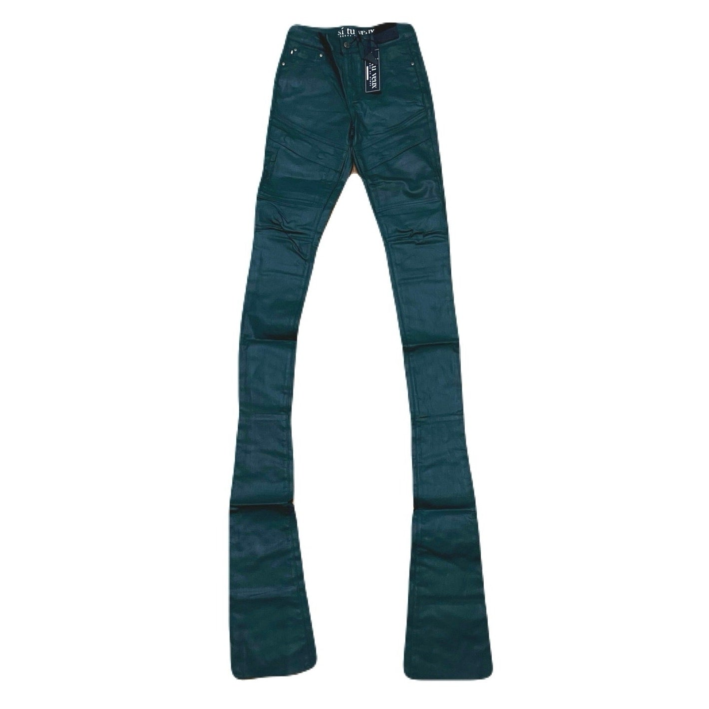 Si Tu Veux Hunter Green Wax Gordon Jeans Superstack Size 30
