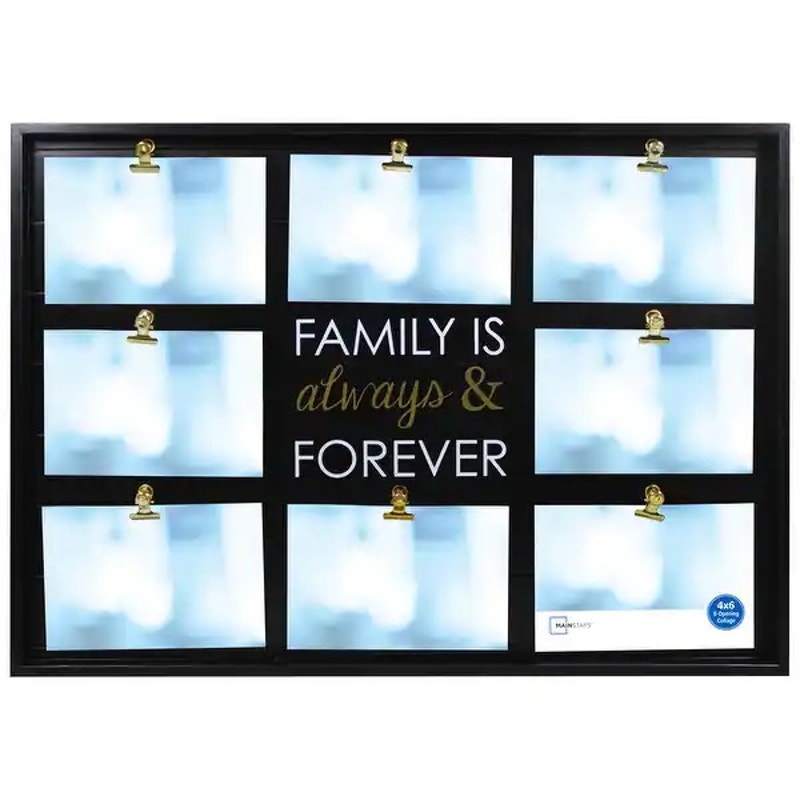 20" x 15" 8-Opening Black Plank Collage Frame