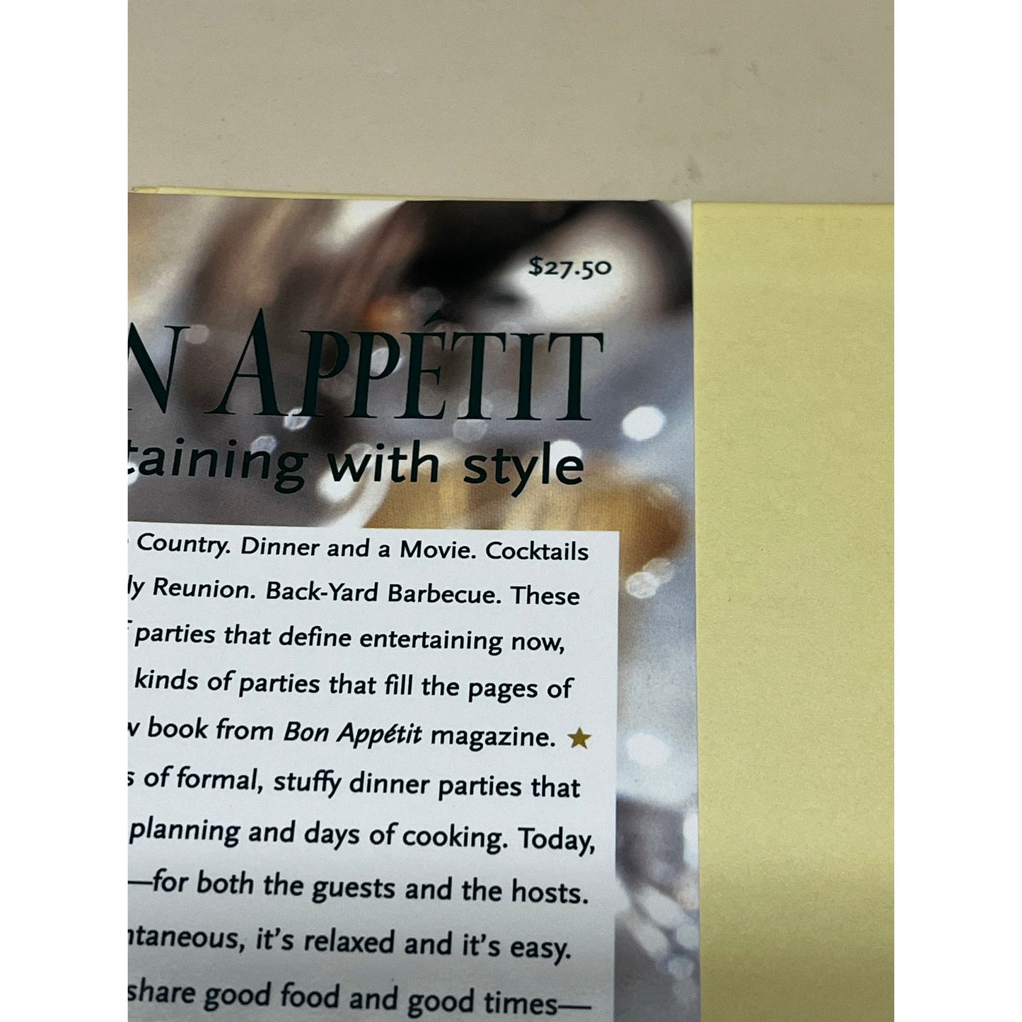 Bon Appetit Entertaining with Style Hardcover Book