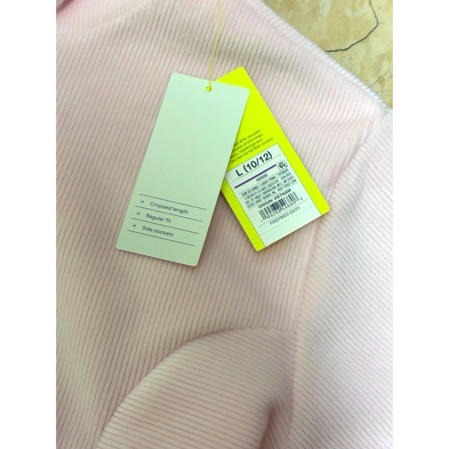 All In Motion Girls Cozy Ribbed Hoodie Light Pink  L 10/12