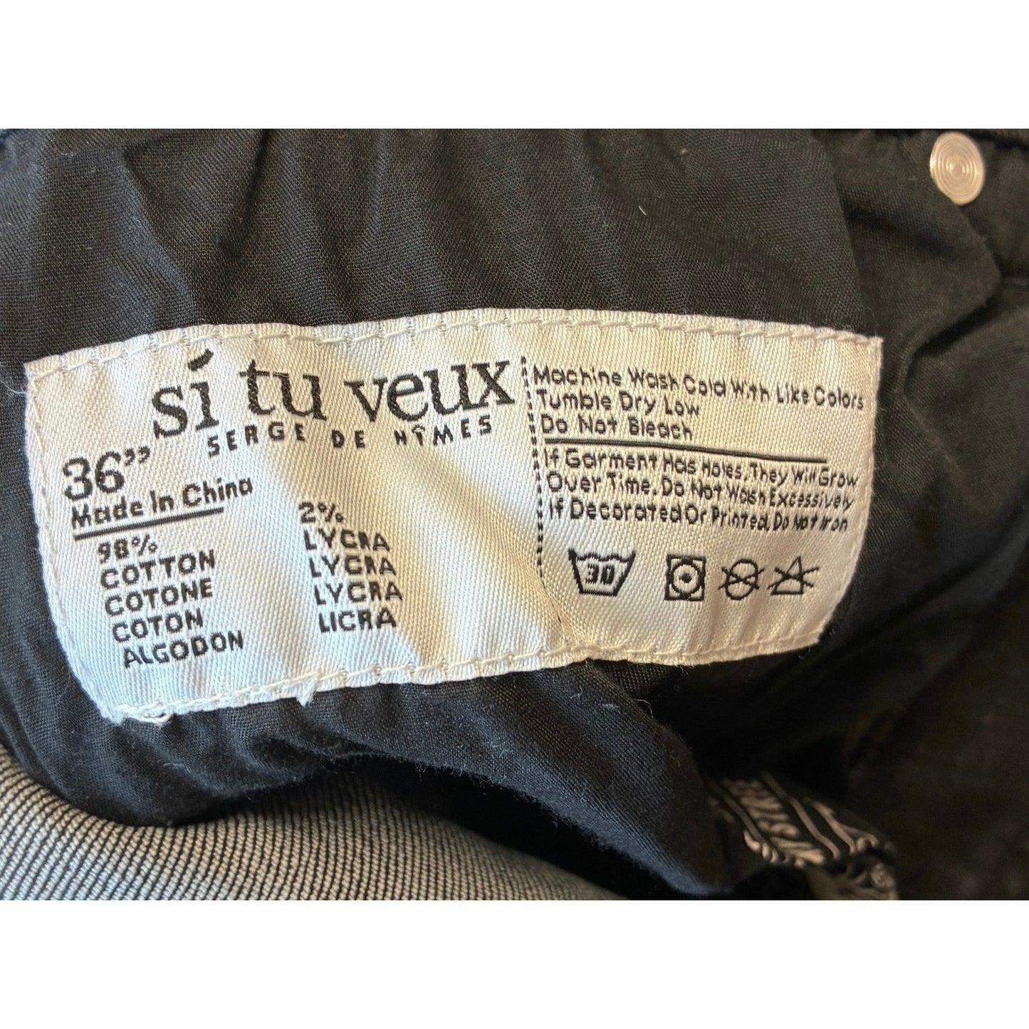 Si Tu Veux Alix Jean Black Wash Size 36 TV0001