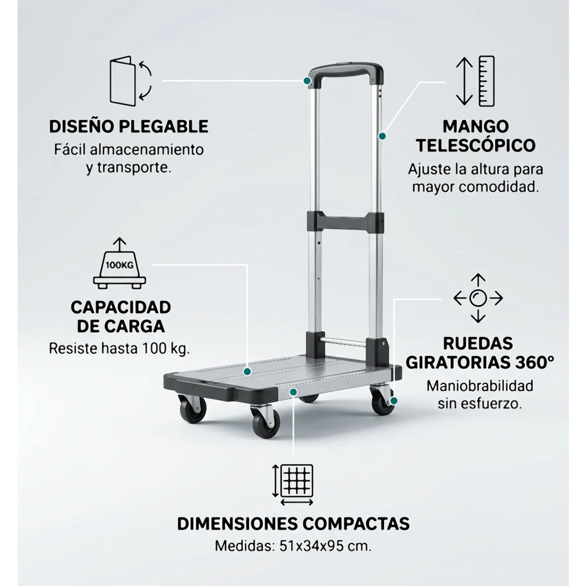 portable folding hand truck 12”W 20”L 3ft Tall