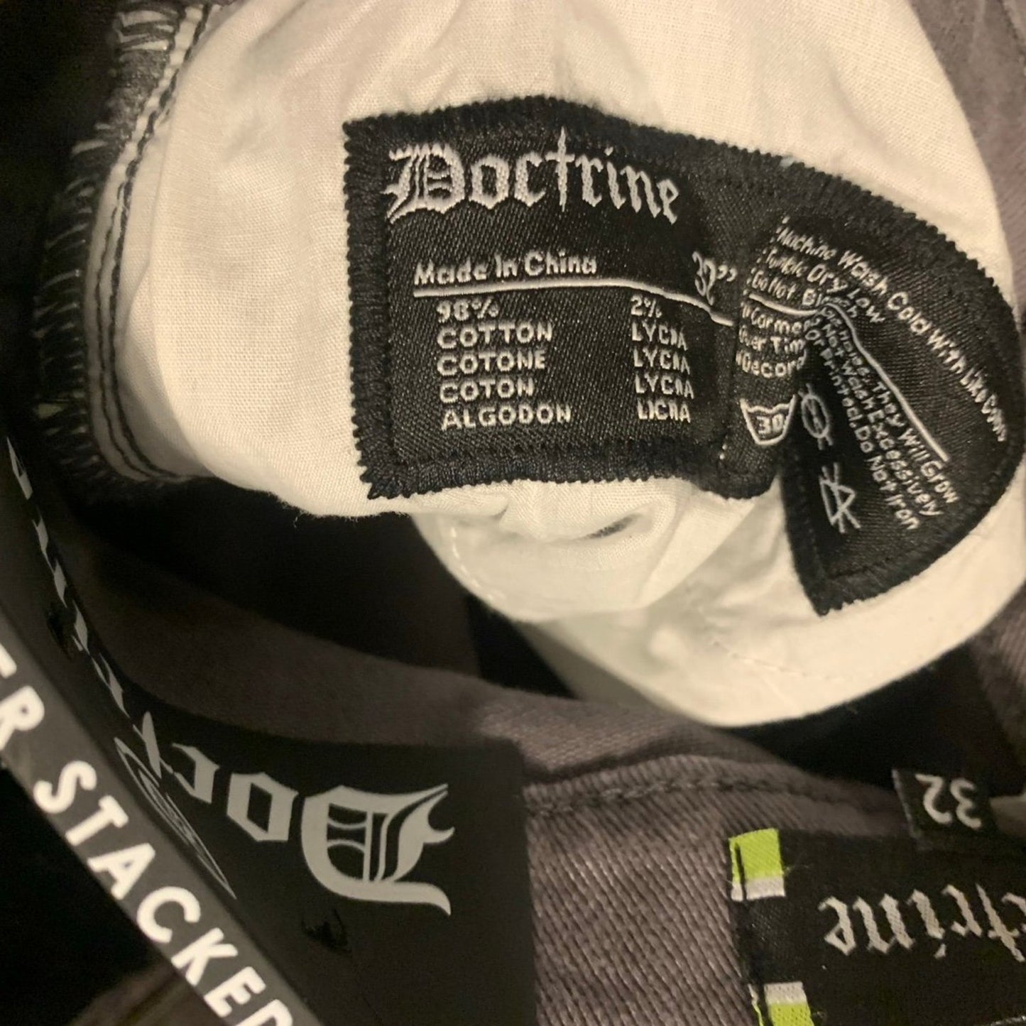 Doctrine Superstack Grey Mens Jeans Size 32