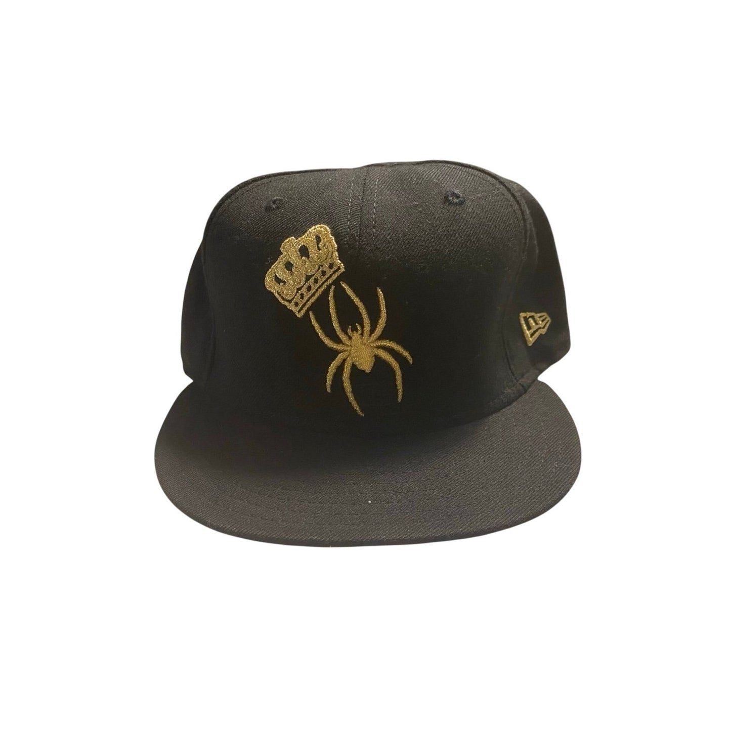 New Era Hat 7 5/8 Black/Gold Spider