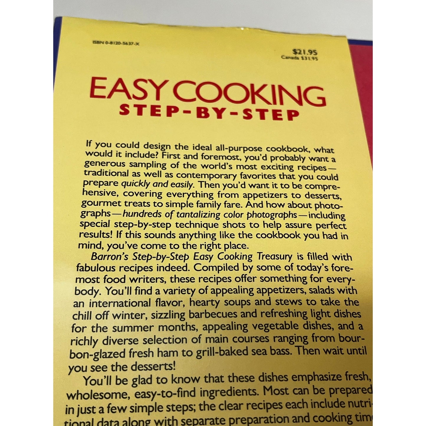 Barron's Easy Cooking Step by Step by Bev Bennett (Hardcover) 1985