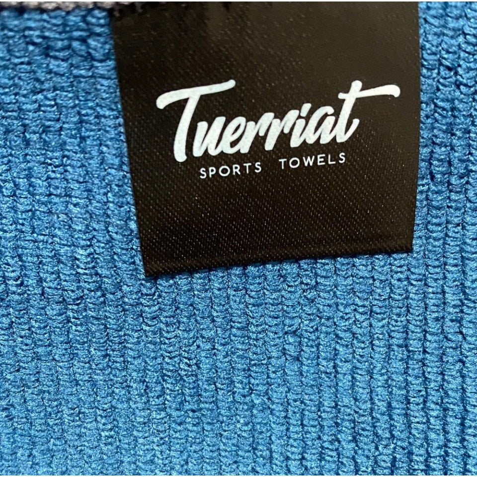 2 Tuerriat Sports Towels Blue New 90cm X 40cm Medium & 130cm X 60cm Large