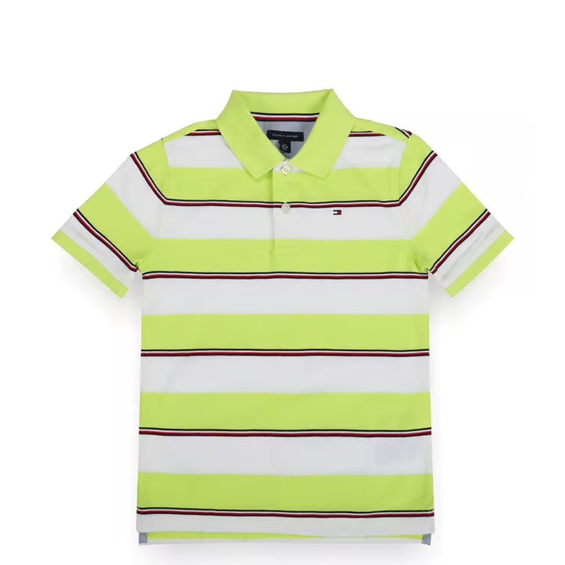 Kids Neon Lawn Striped Regular Fit Polo T-Shirt Size 4-5