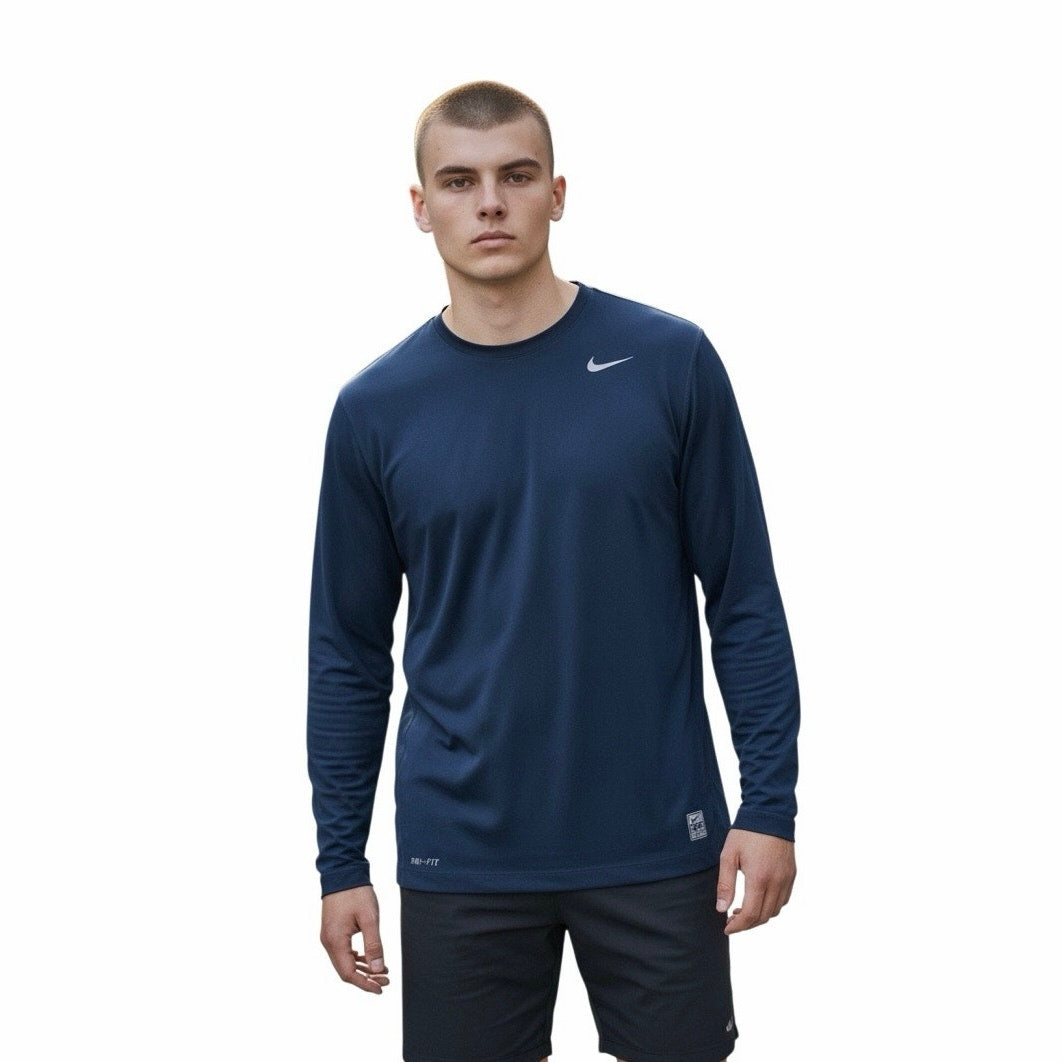 Nike Pro Fitted Navy Men’s Long Sleeve Shirt Dri-Fit Size Large