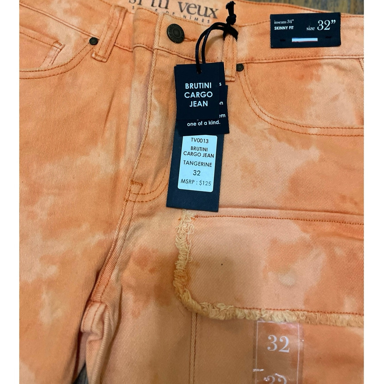 Si Tu Veux Brutini Cargo Jeans Tangerine Men’s Size 32
