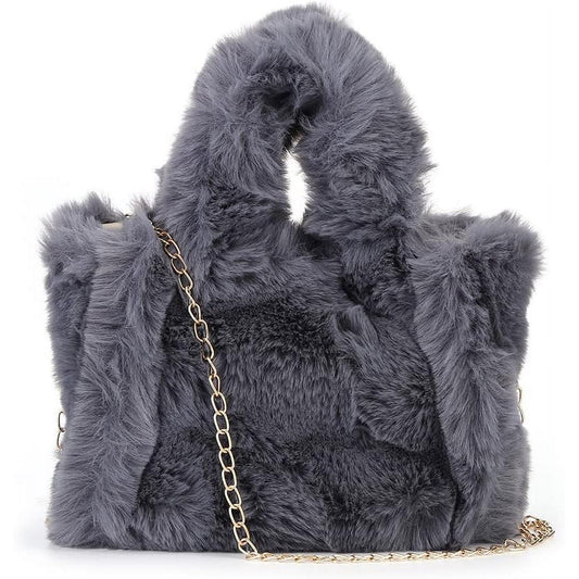 Fluffy Tote Bag Faux Fur Bag Purse Plush Handbag Furry Purse Soft Plush Bag