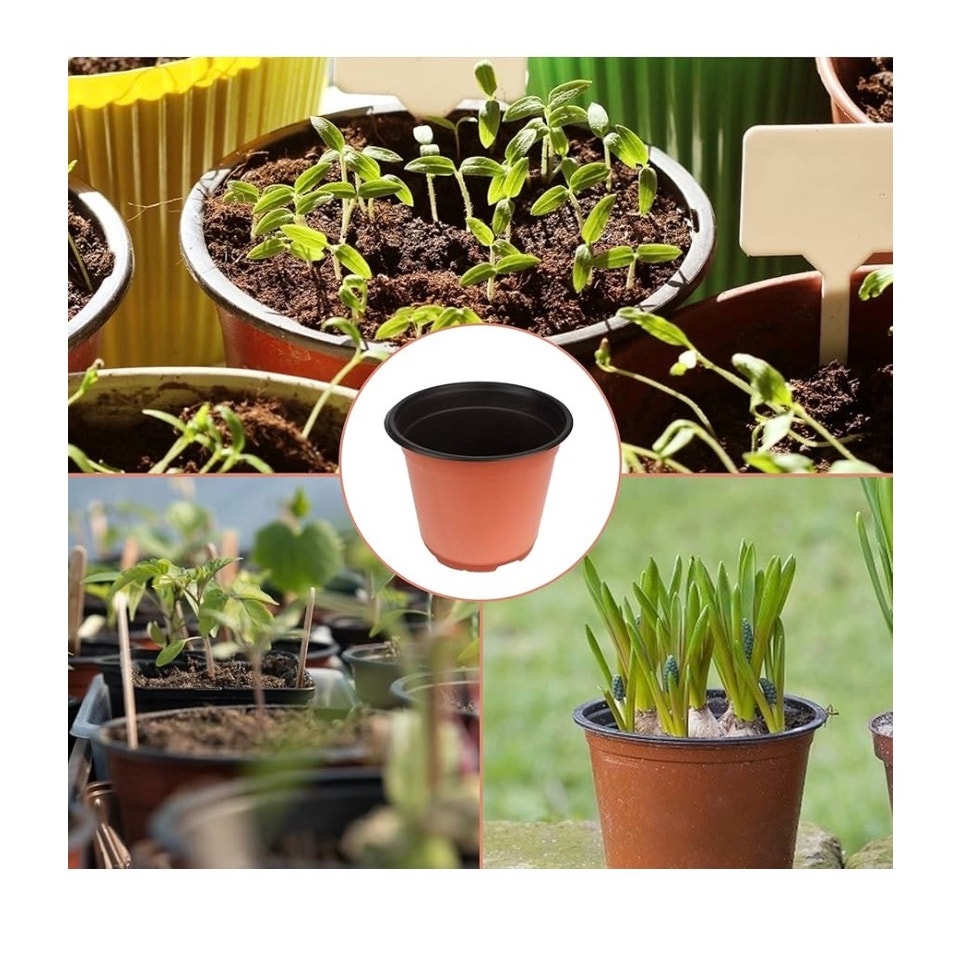 100 Pcs 6" Plastic Plants Nursery Seedlings Pot/Pots Flower Plant Container