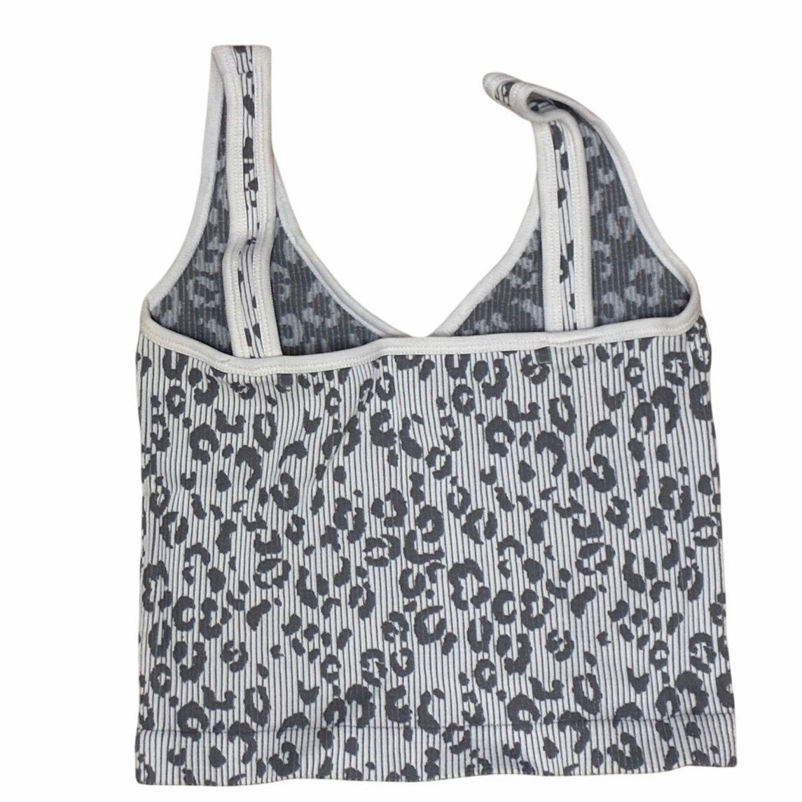 Aura Women’s White With Gray Prints Size S/M Tank Top