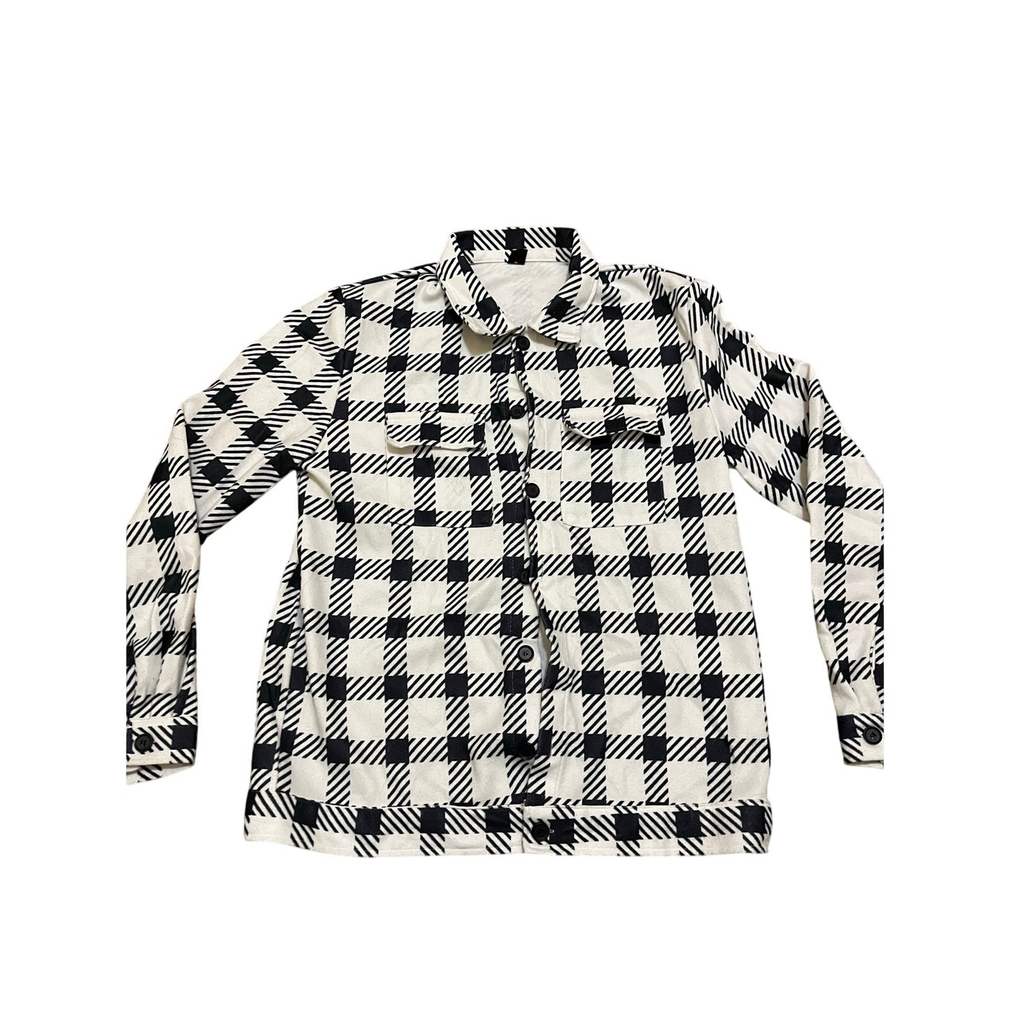 SHEIN Men’s Button Down With Black & White Checker Size Medium