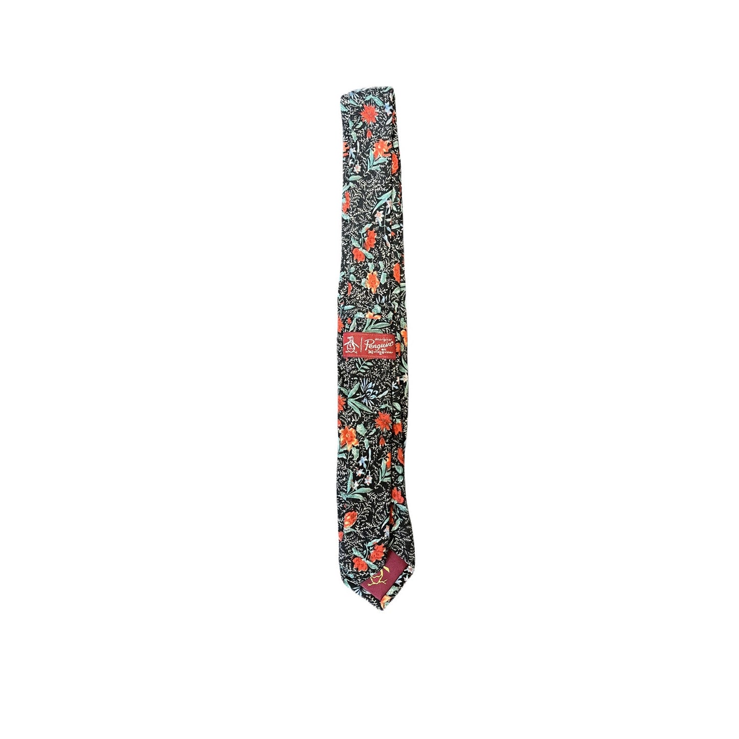 Penguin Men’s Tie Black With Red Flowers