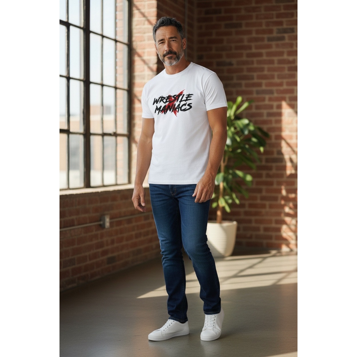 Wrestle Maniacs Men’s White T-shirt Size XL/TG