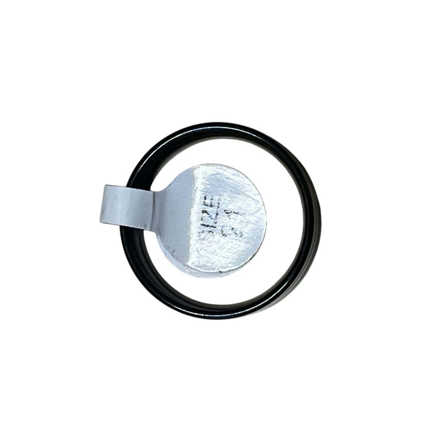 Black Stainless Steel Ring With 2 Sliver Stripes Across The Middle Of The Ring Size 21