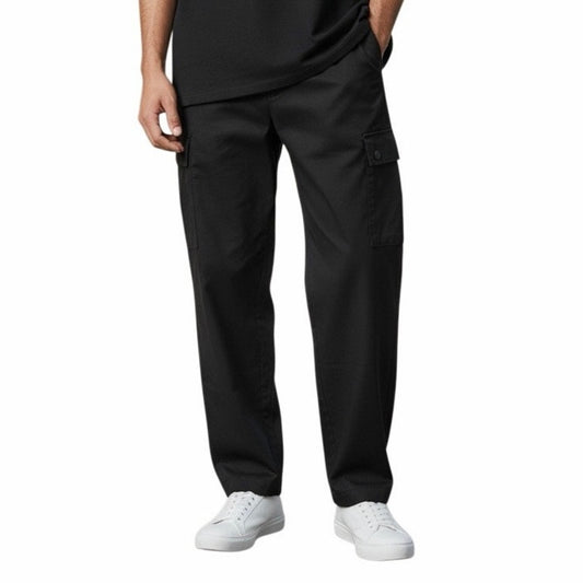 H & M Men’s Slim Fit Elastic Waist Cargo Pants Black Size Medium