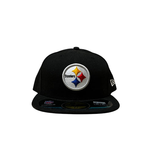 New Era Black Steelers Hat Size 7 1/4