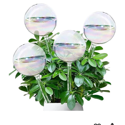 4 Pcs Iridescent Glass Plant Watering Globes - 9 Inch Self Watering Planter