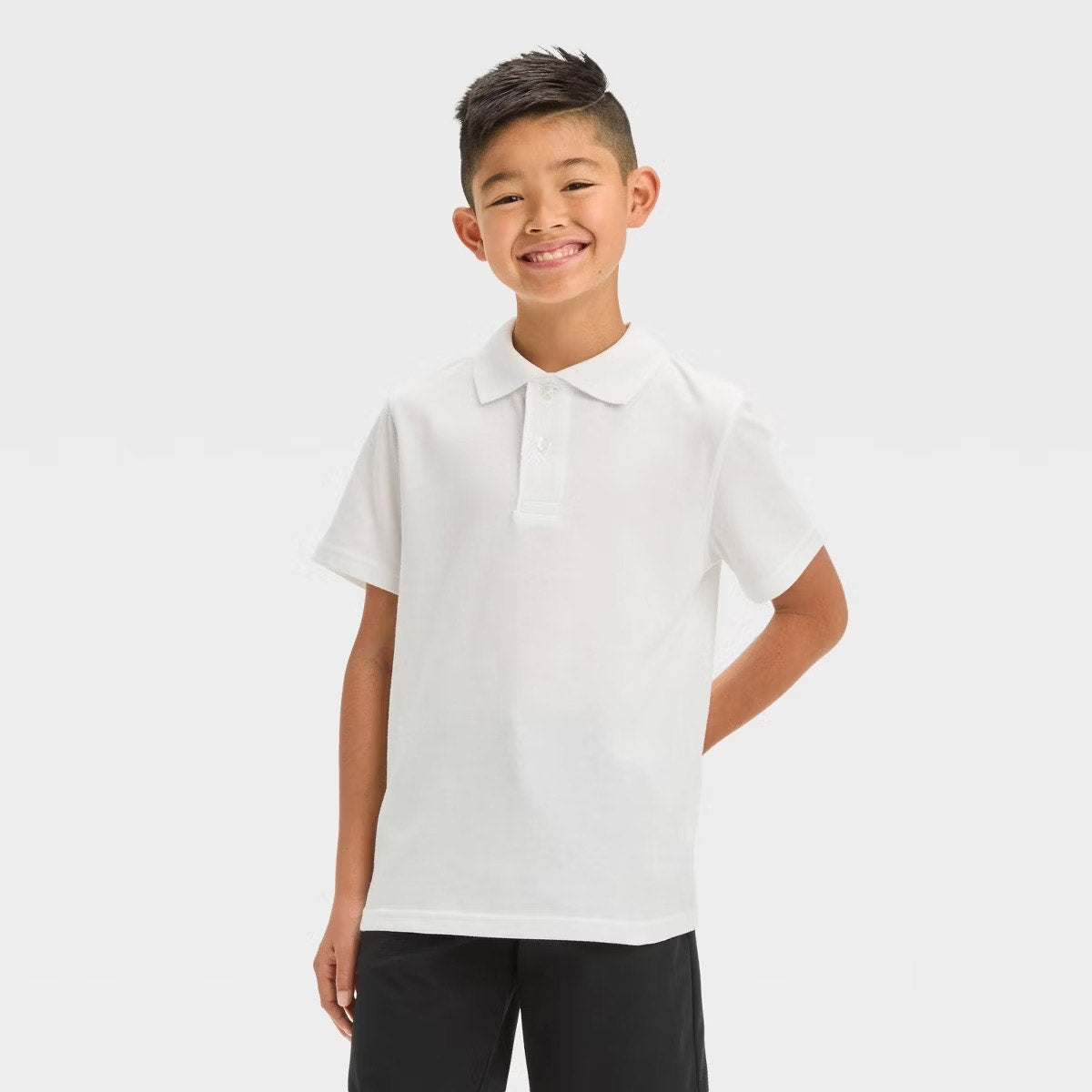 Boys' Short Sleeve Jersey Uniform Polo Shirt - Cat & Jack White XS 4/5