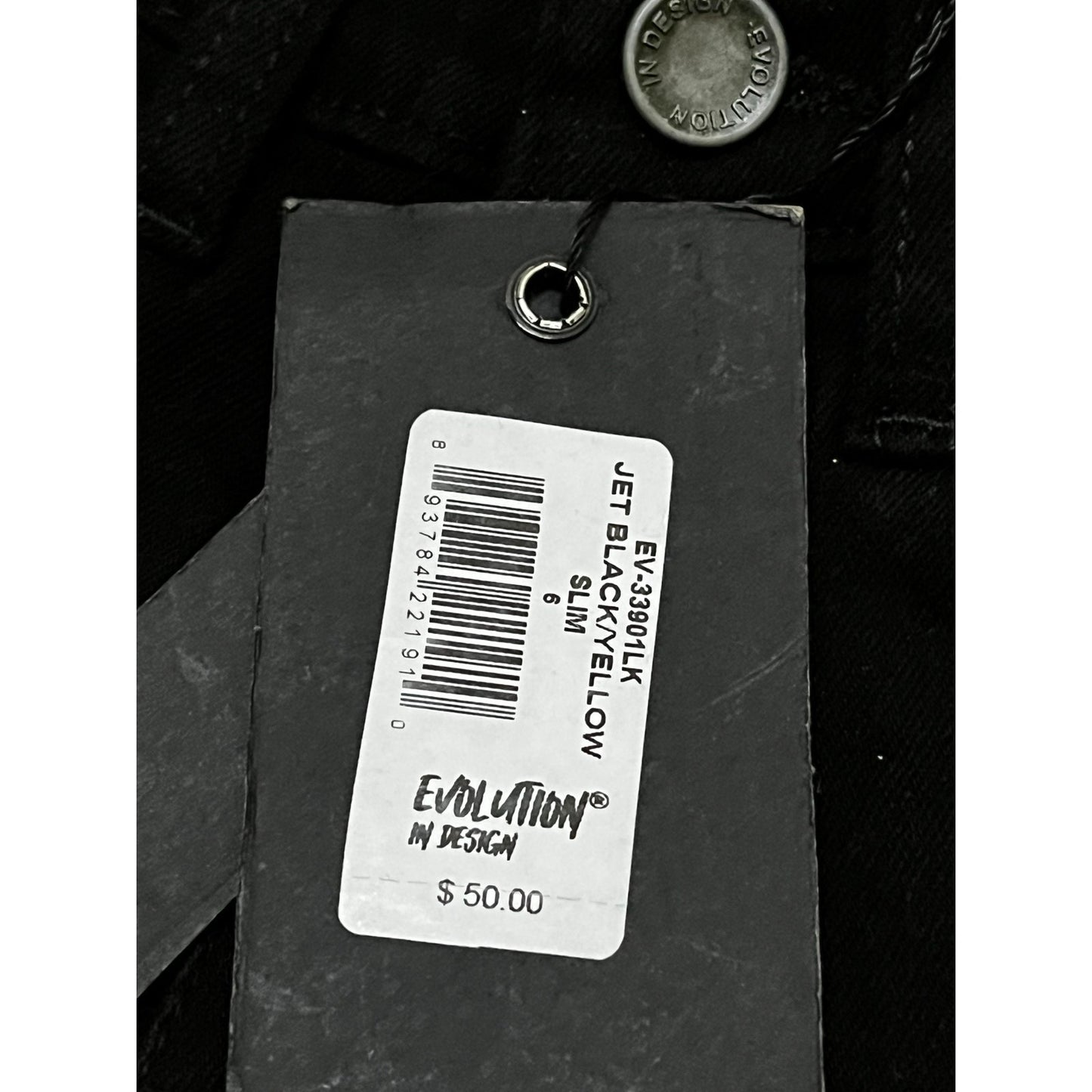 Jet Black & Yellow Kids Jeans Size 6 Slim
