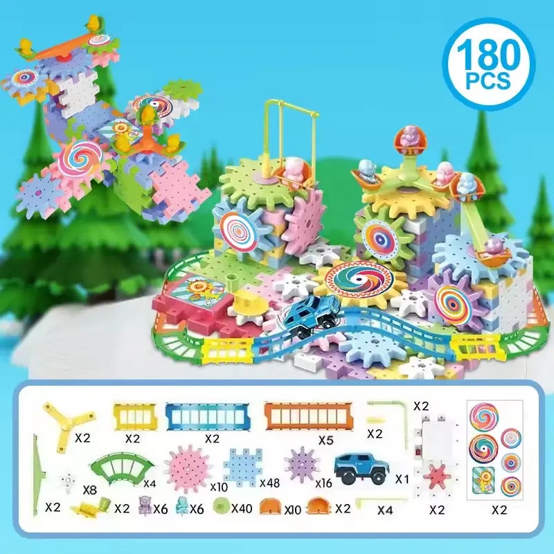 180-piece Electric Gear Building Block Creative Puzzle Set.
