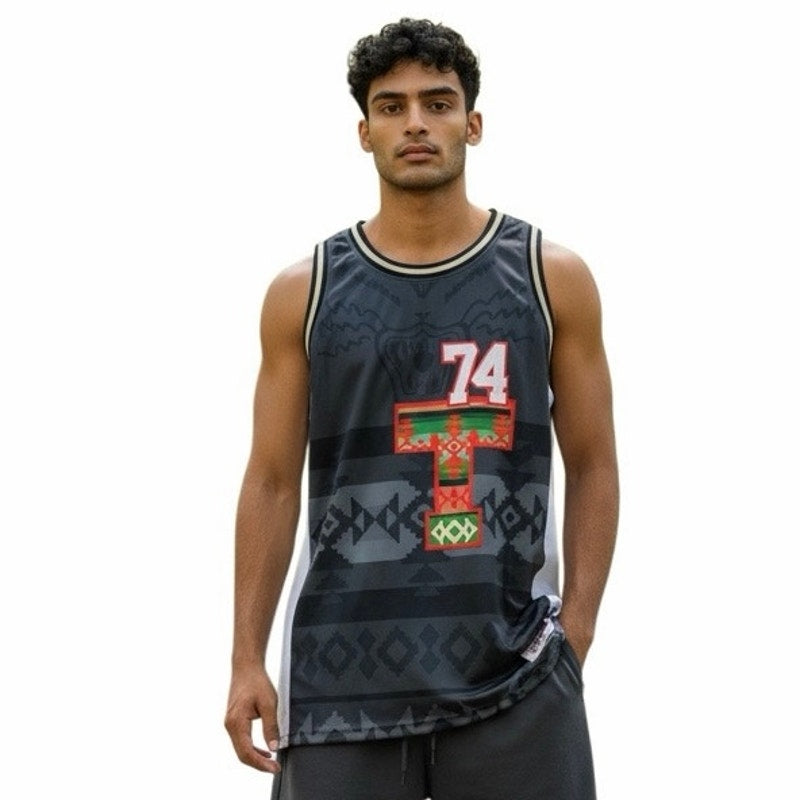 Tisa Black Tribal Basketball Jersey Size XXL TISA01-BBJ-09