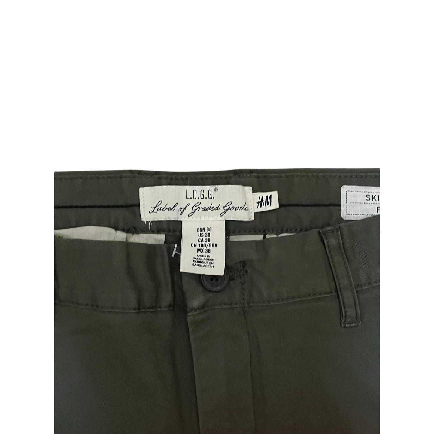 H & M Olive Green Pants With Orange Stripes On The Side Size 38