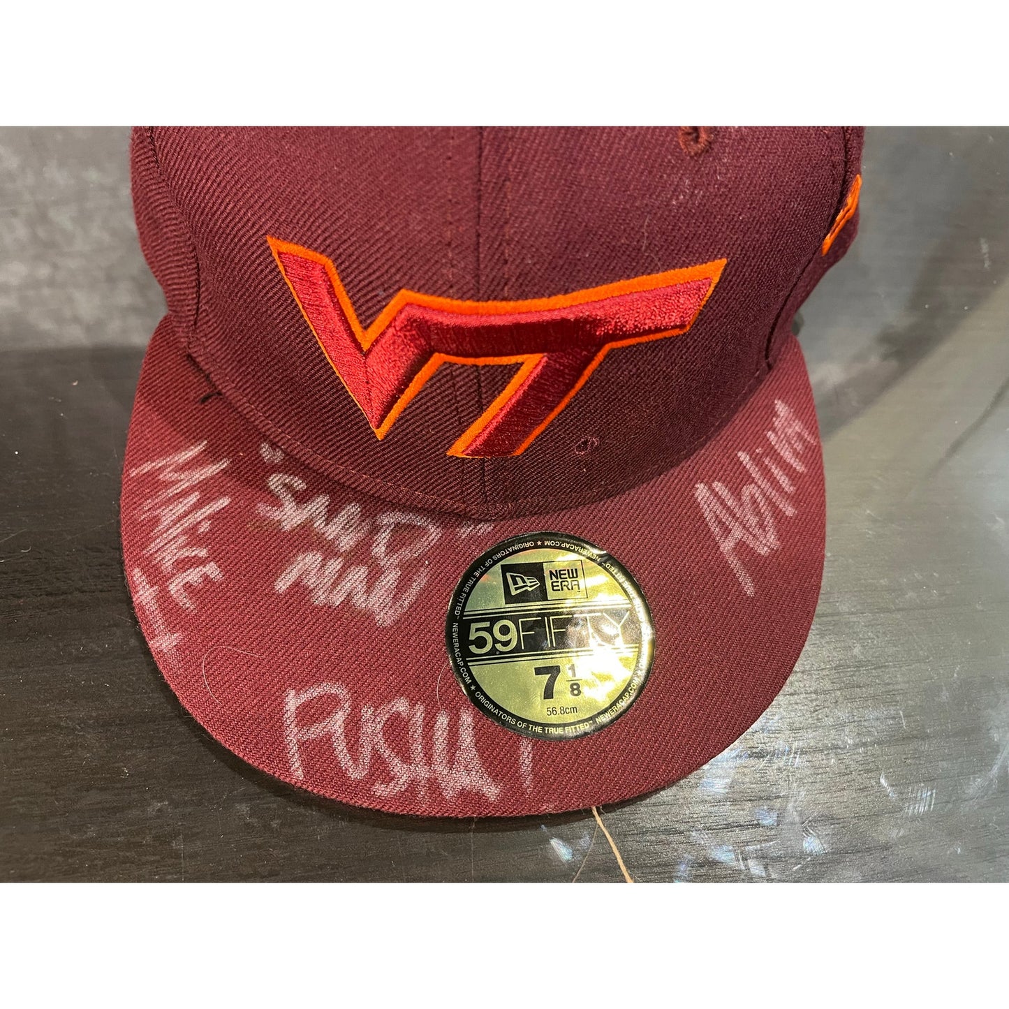 Autograph Men's New Era Maroon Virginia Tech Hokies Hat Sign By Sandman